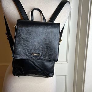 Alpine Swiss black leather backpack /purse